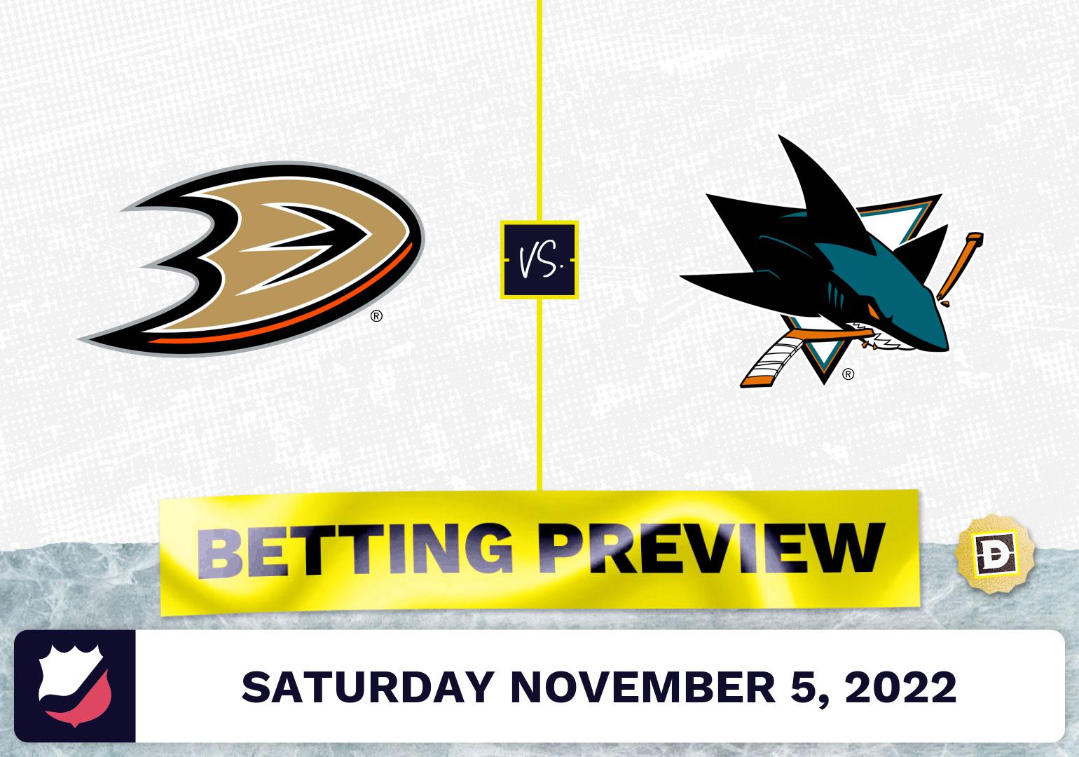 Ducks vs. Sharks Prediction and Odds - Nov 5, 2022