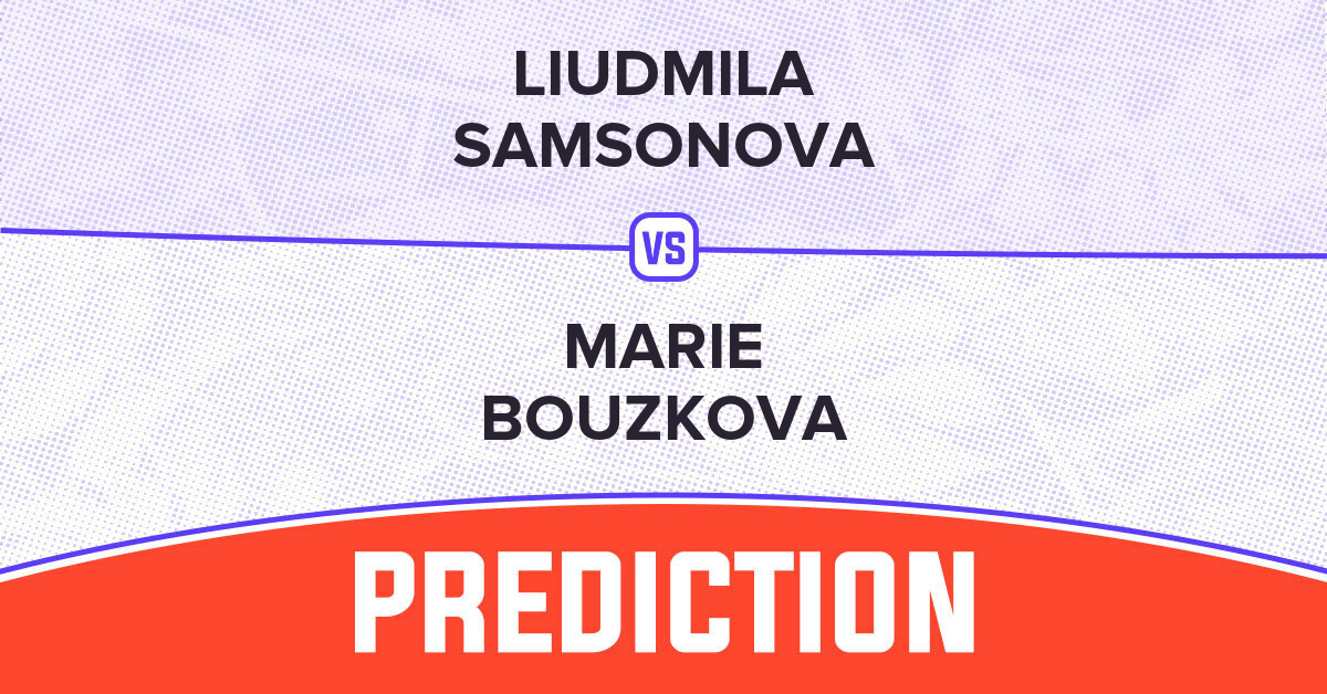 Wimbledon 2026 Samsonova versus Bouzkova prediction graphic