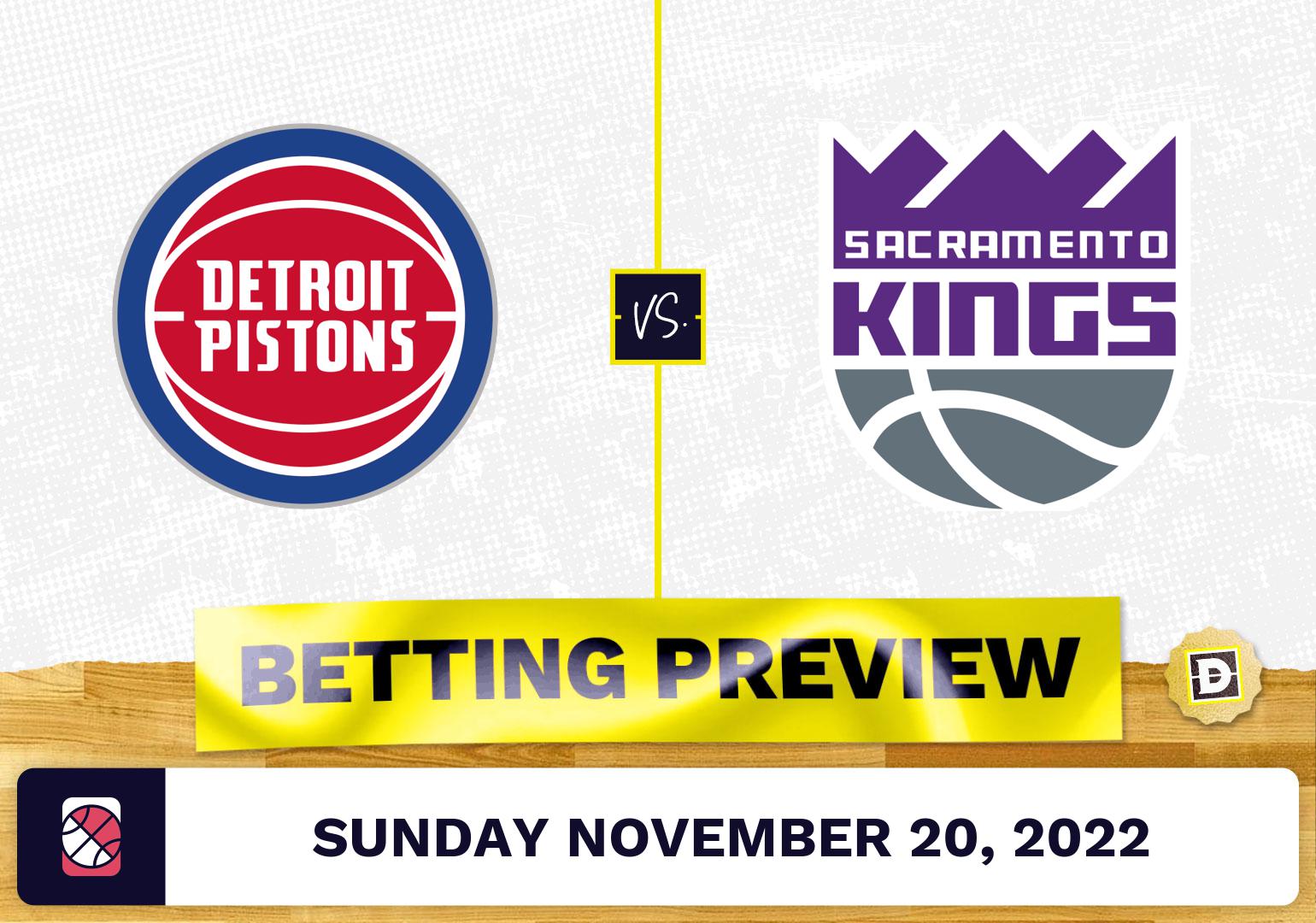 Pistons vs. Kings Prediction and Odds Nov 20, 2022