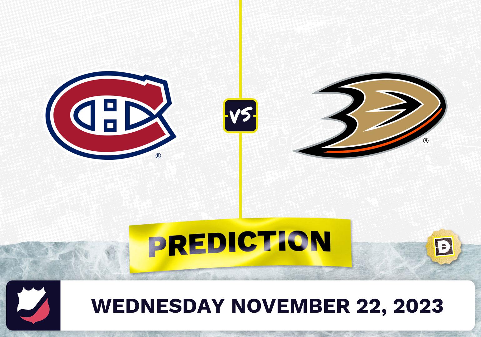 Canadiens vs. Ducks Prediction and Odds - November 22, 2023