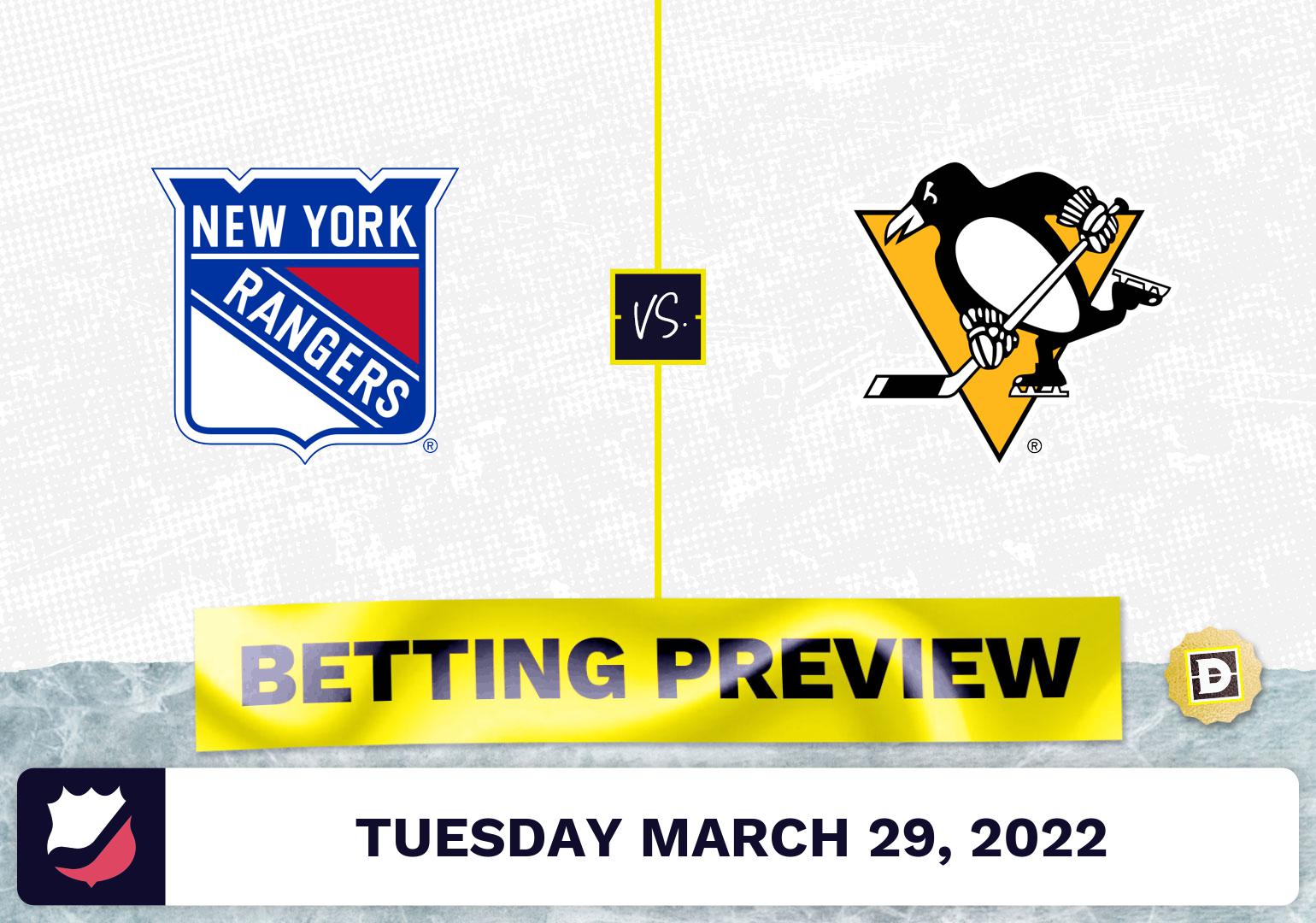 Rangers vs. Penguins Predictions and Odds - Mar 29, 2022