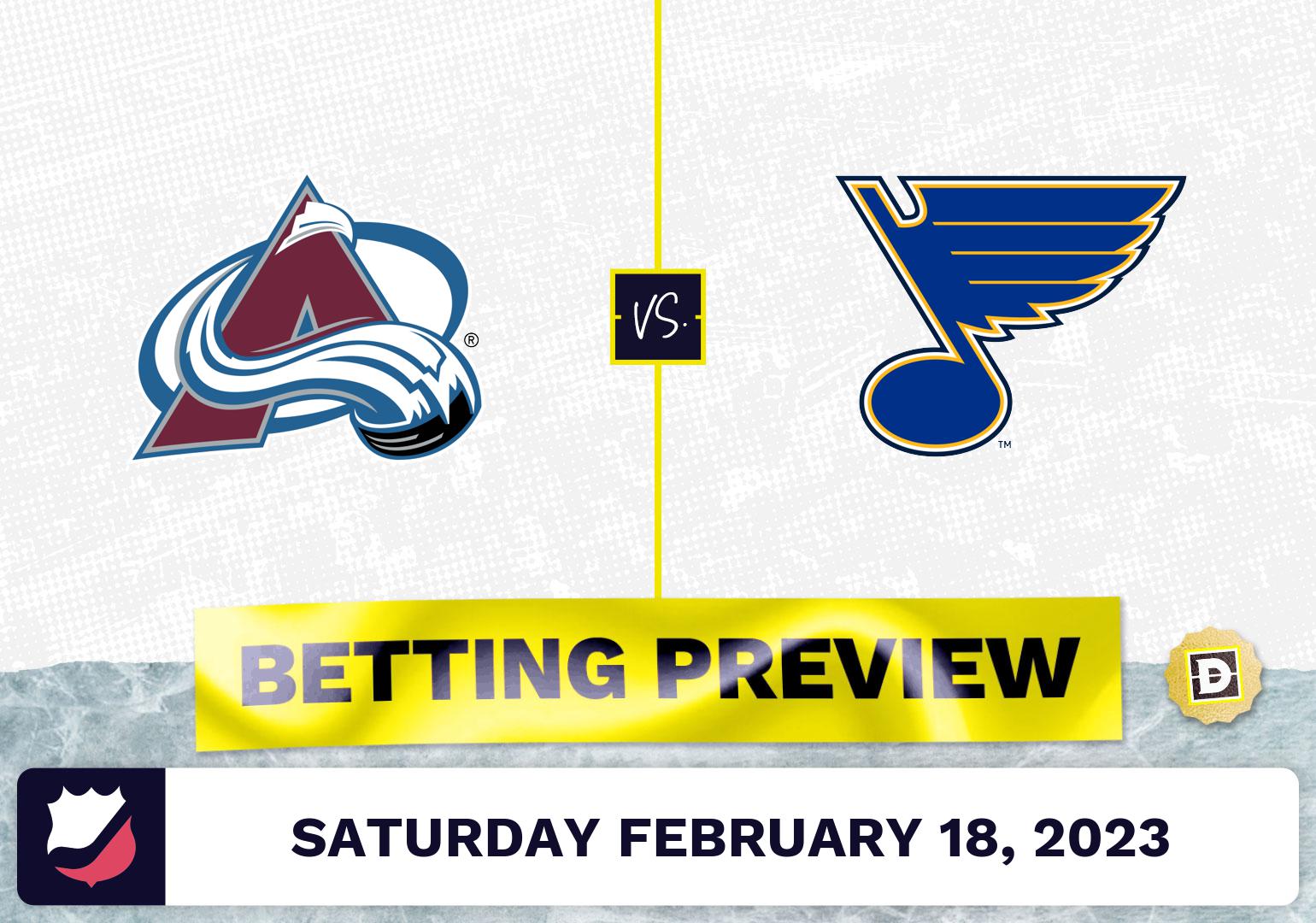 Avalanche vs. Blues Prediction and Odds - Feb 18, 2023