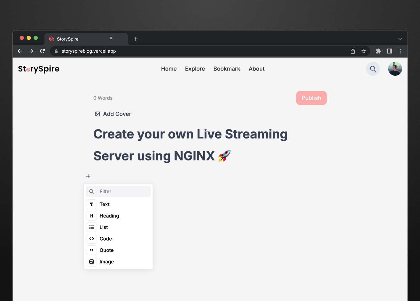 Blog editor with tons of features