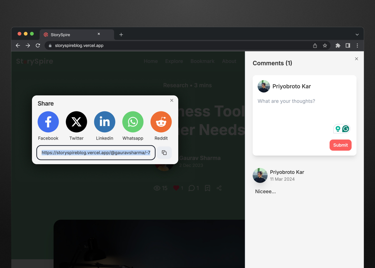 User interaction, engagement & social sharing