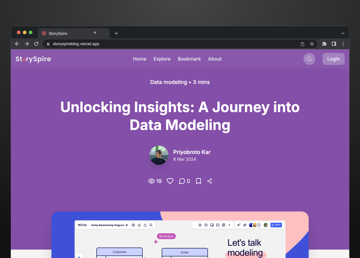 Blog post page