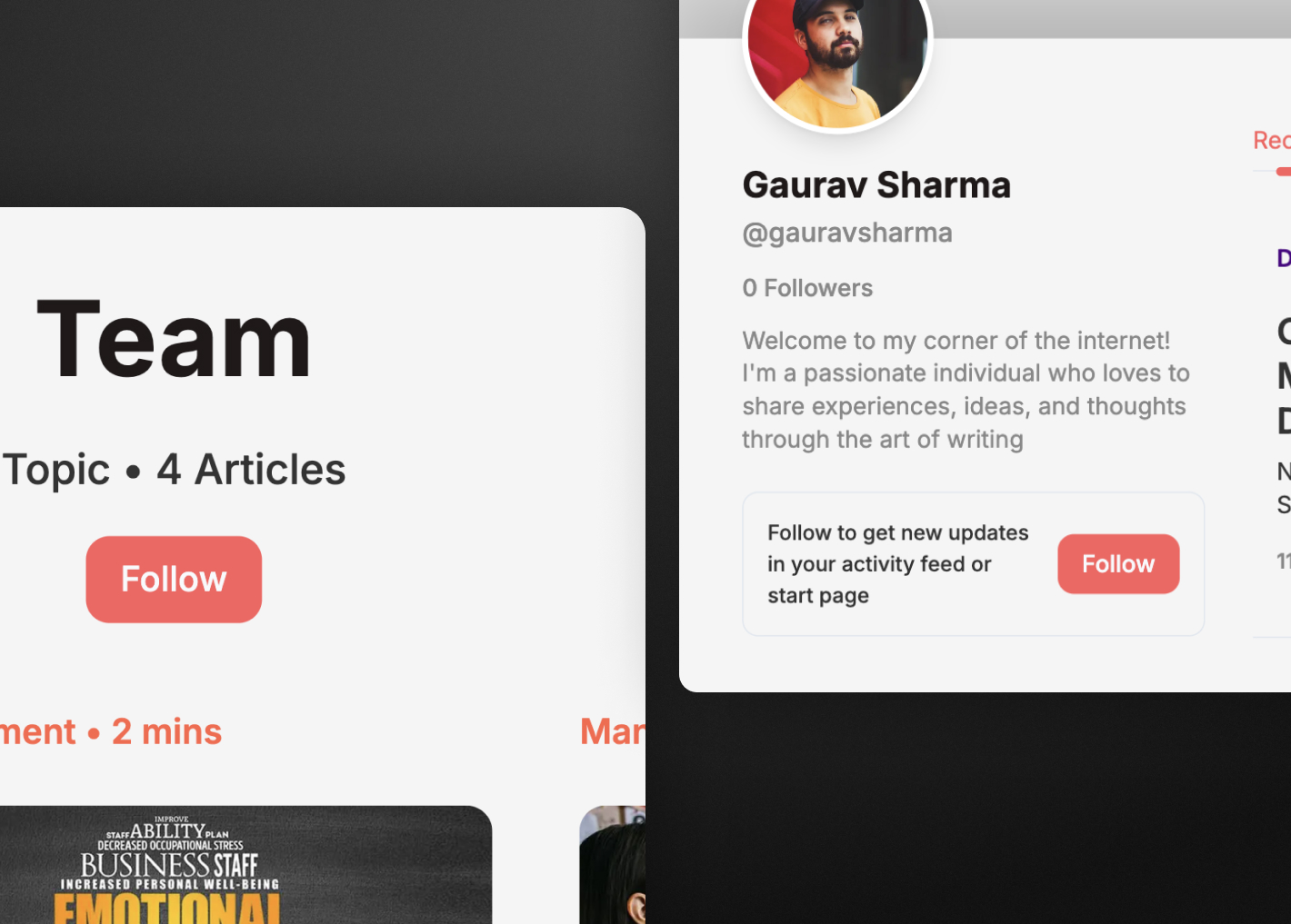 Follow a user or a topic