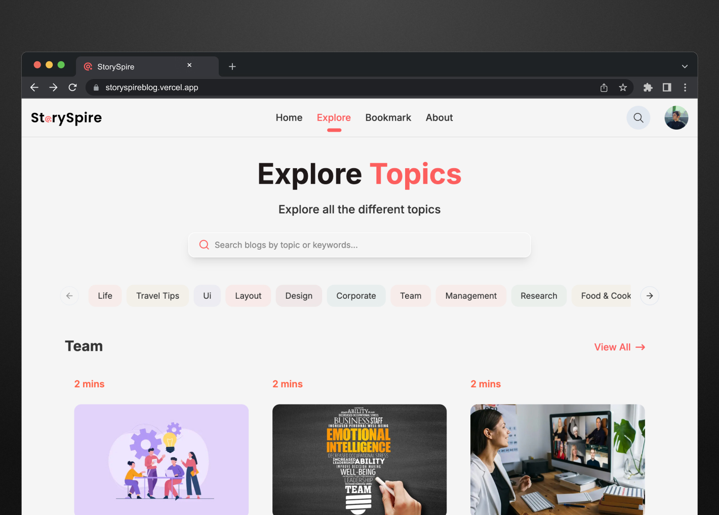 Content organisation by topics and tags
