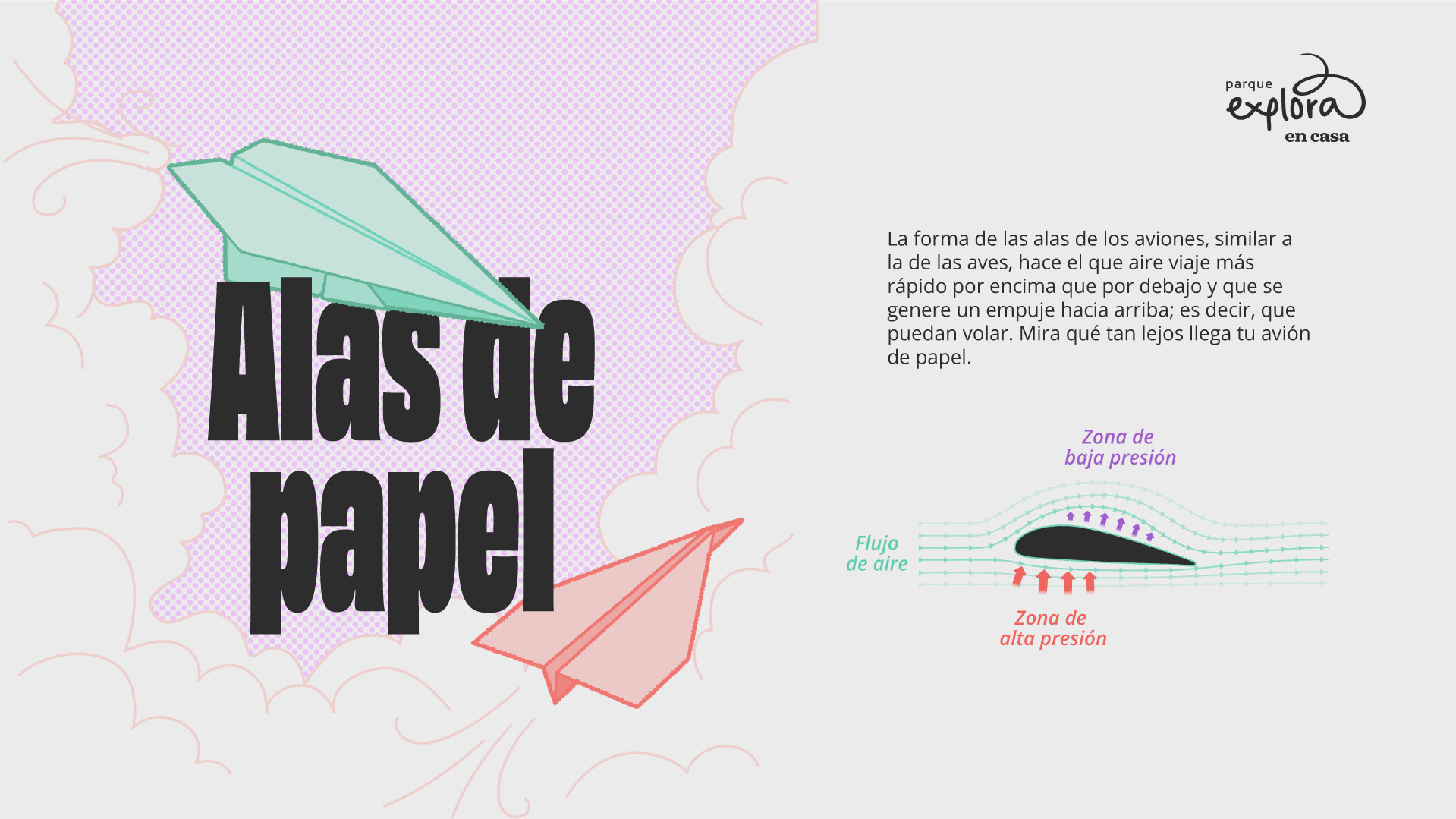 Diagrama que muestra las cuatro fuerzas del vuelo: sustentación, peso, empuje y resistencia aerodinámica actuando sobre un avión