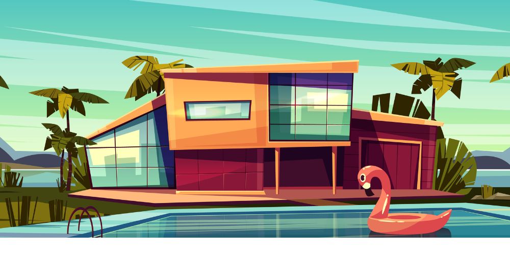 pool and midcentury modern house