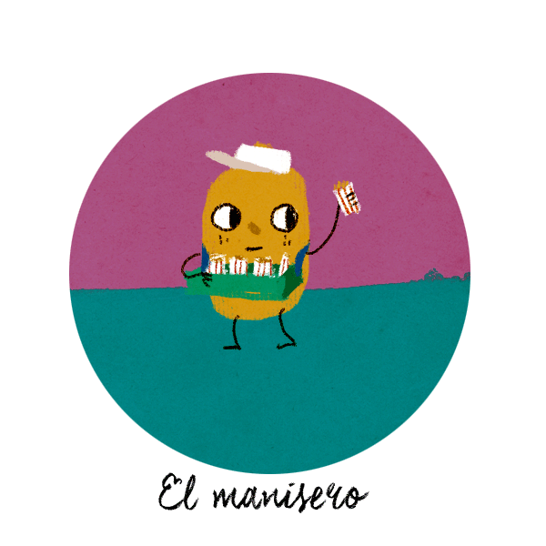 Ilustración de un vendedor de maní representando la canción El Manisero