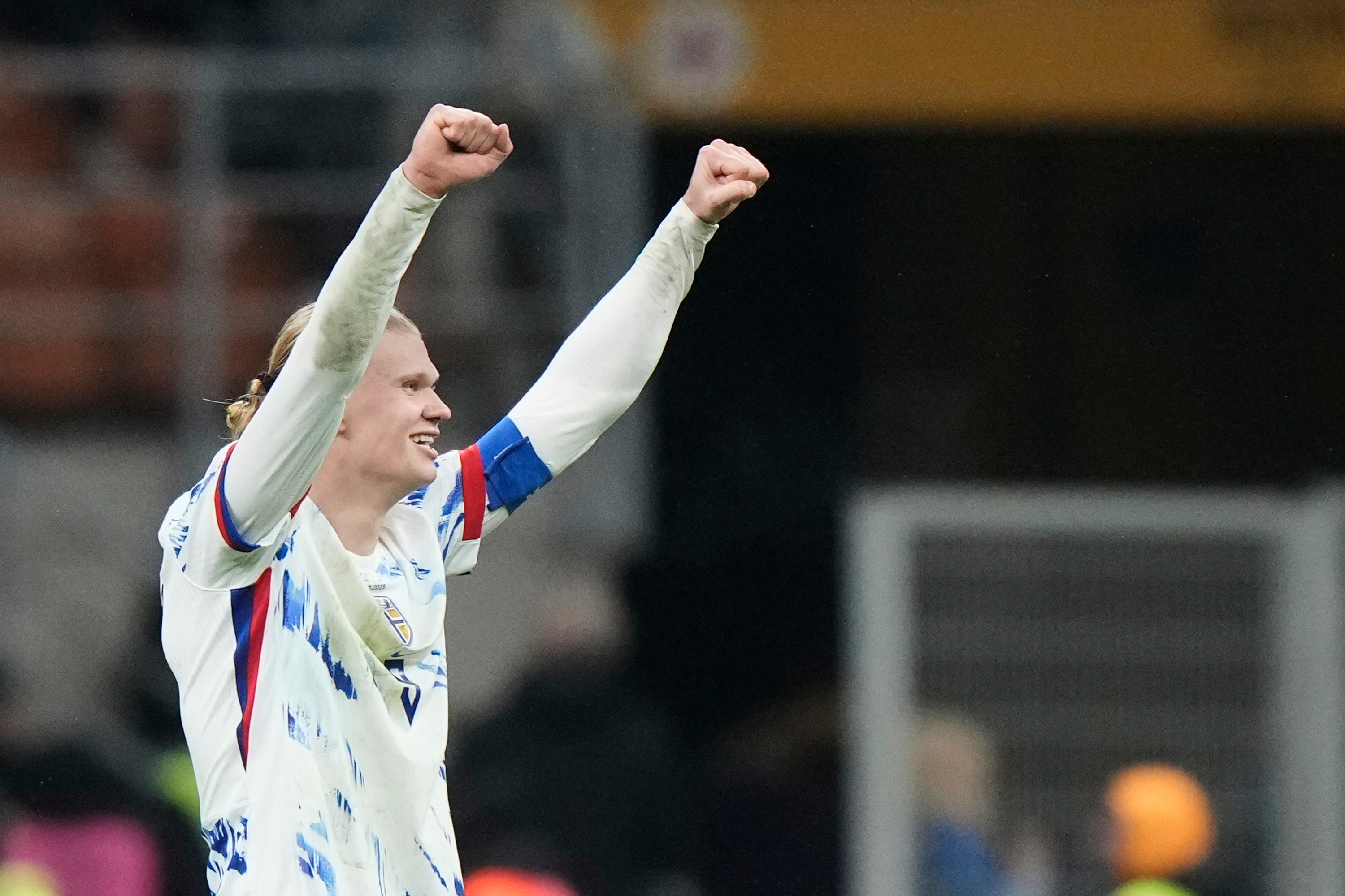 Erling Haaland celebrating for Norway.