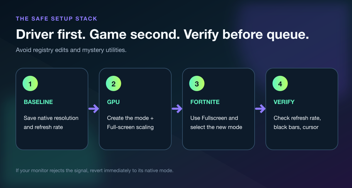 NVIDIA and AMD setup flow for Fortnite stretched resolution