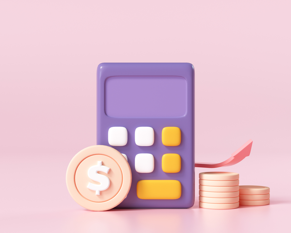 illustration of a calculator with coins