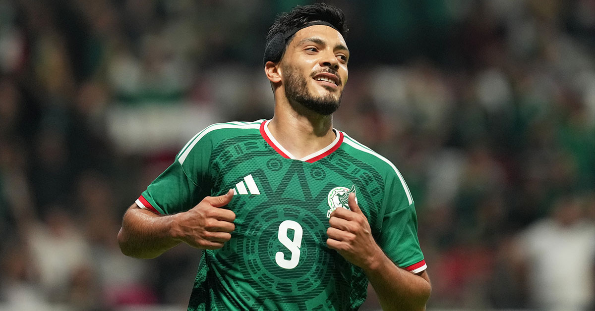 Raul Jimenez playing for Mexico.