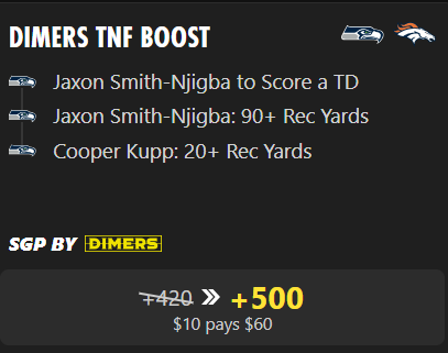 Broncos vs. Seahawks parlay picks: Bet these Thursday Night Football props at boosted +500 odds on bet365