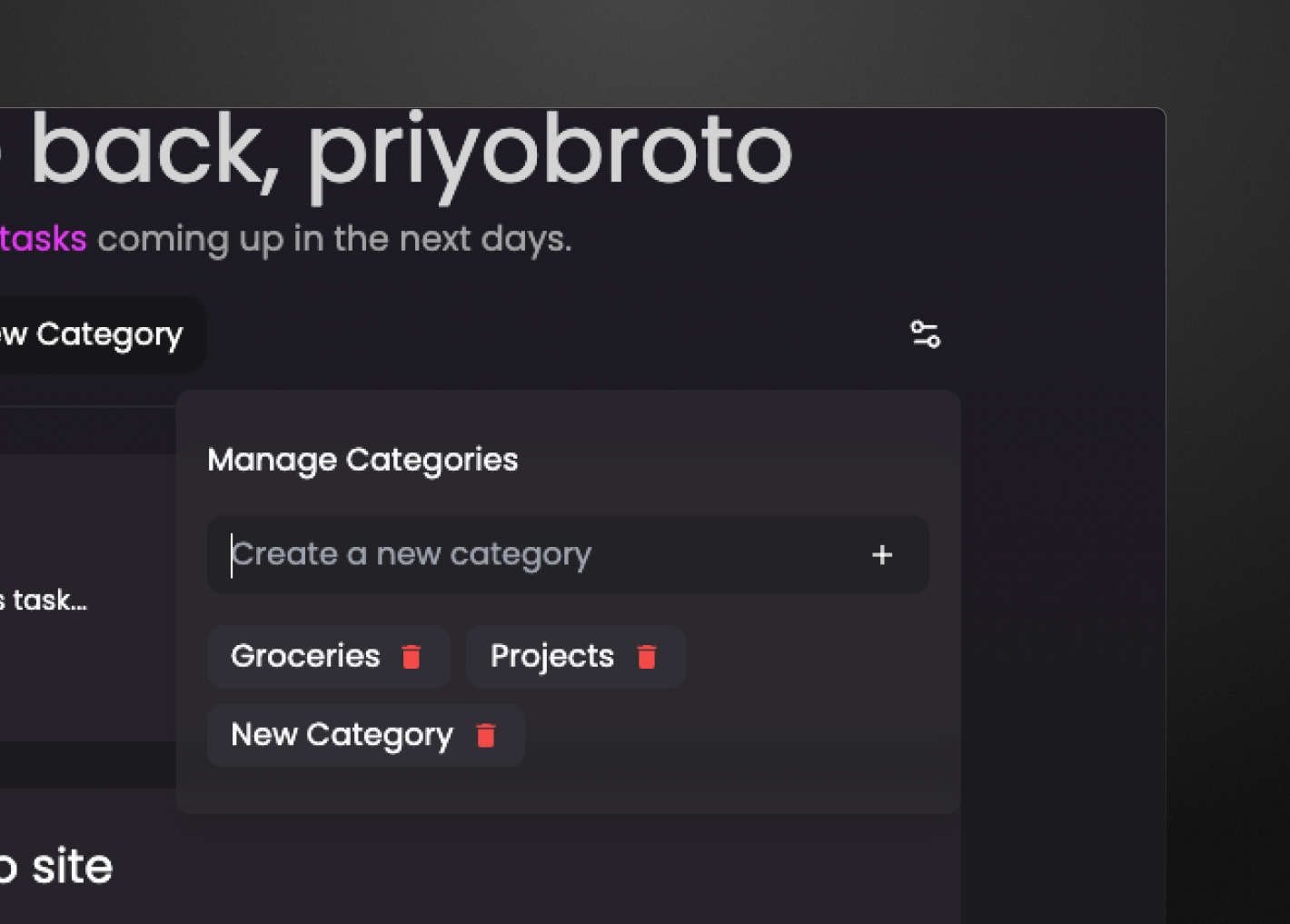 Manage Categories