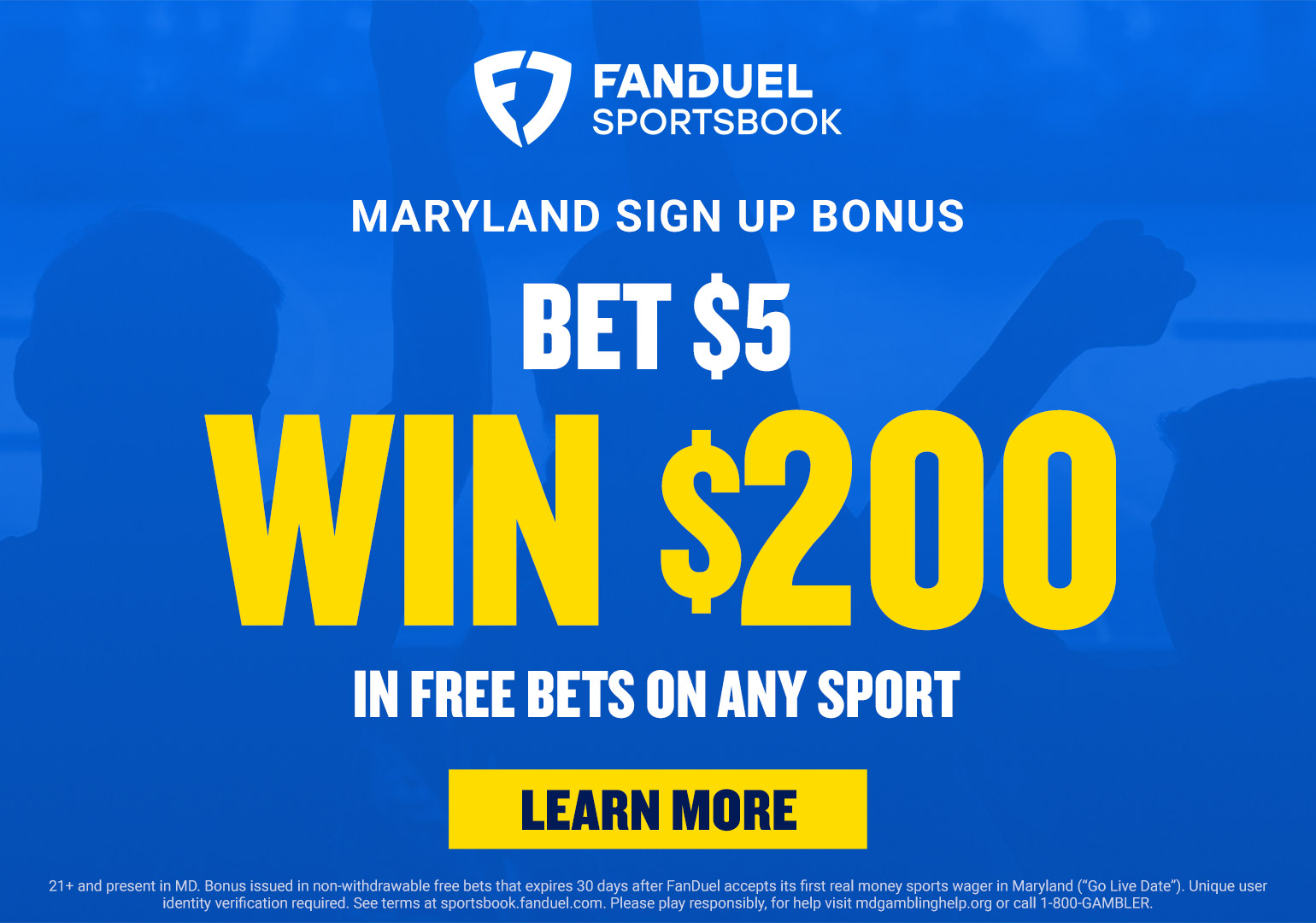 Maryland Launch Offer: FanDuel Sportsbook Bet $5 & Win $200