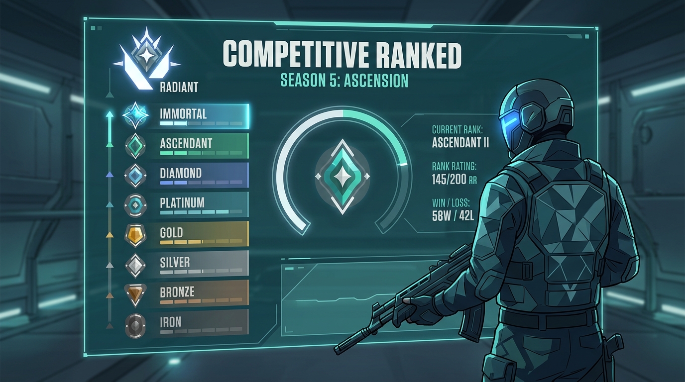 Valorant ranked player climbing from low rank to Radiant through coaching and duo play