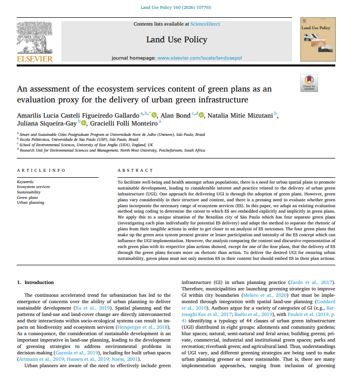 Capa da publica&ccedil;&atilde;o An assessment of the ecosystem services content of green plans