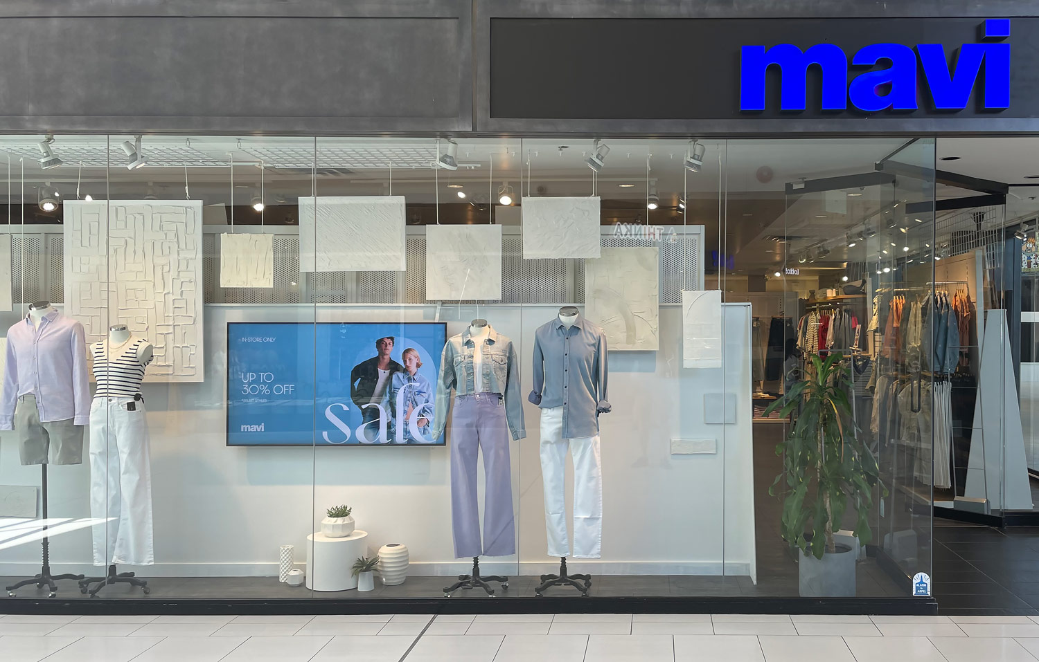 Mavi Jeans Inc. denim is displayed at the Mavi Jeans exhibit