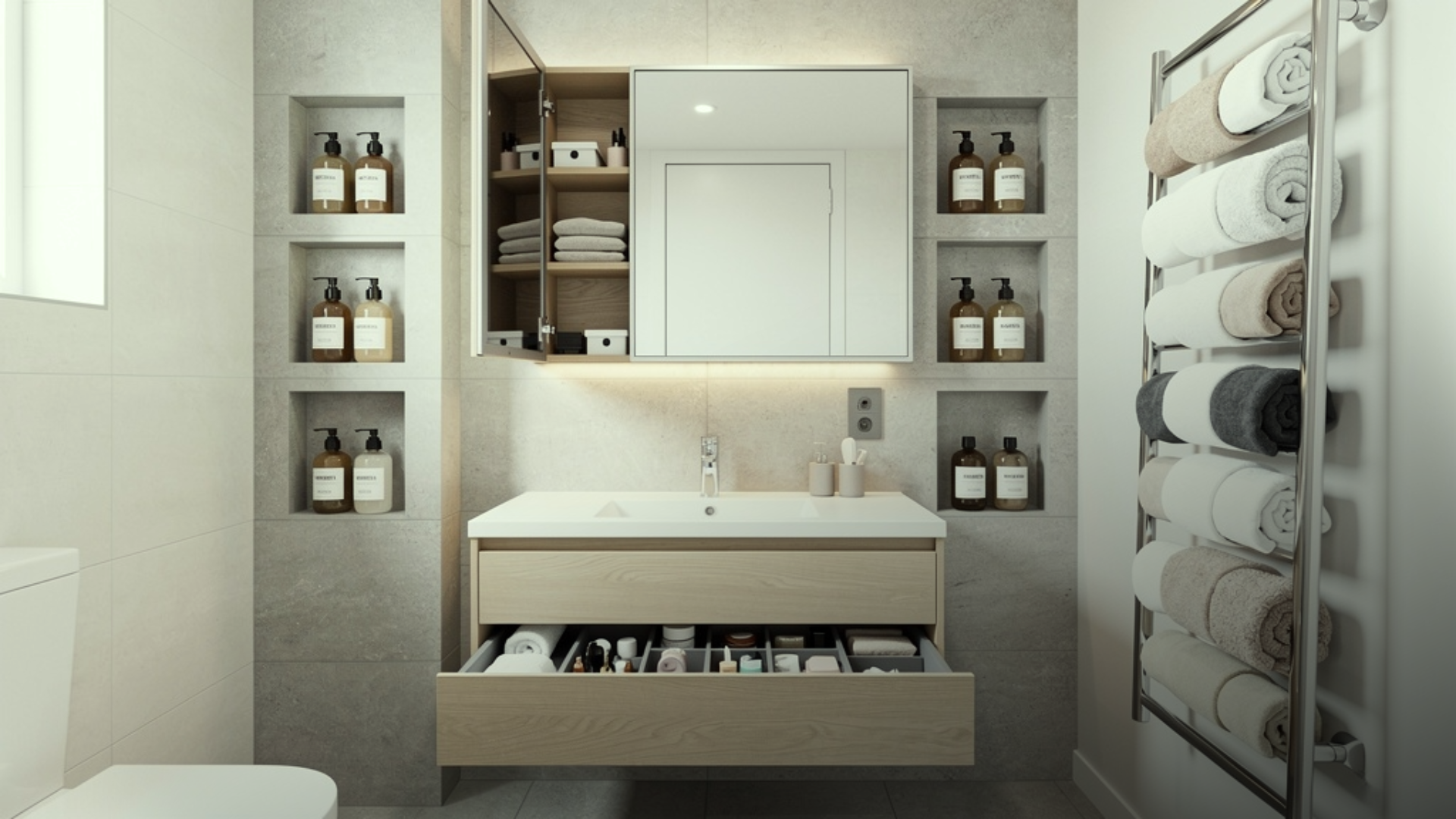 Banheiro pequeno reformado com design moderno