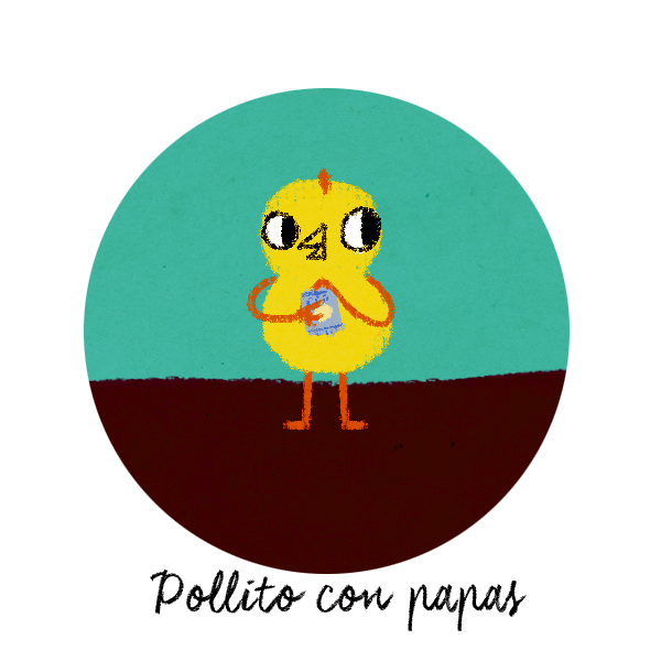 Ilustración de pollito con papas representando la canción de cumbia tropical
