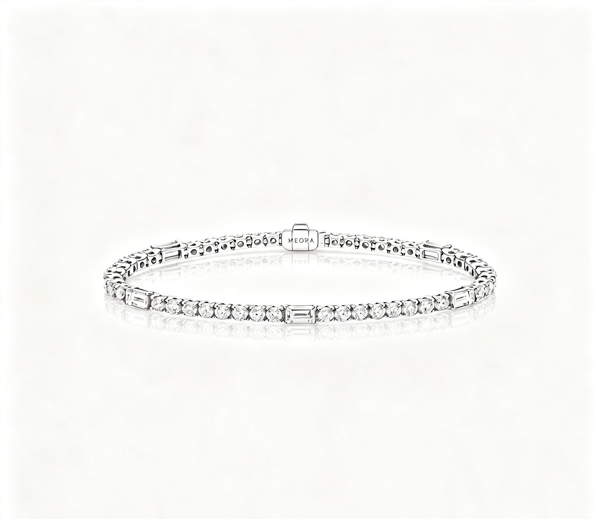 MEORA Round and Emerald Cut Diamond Bracelet
