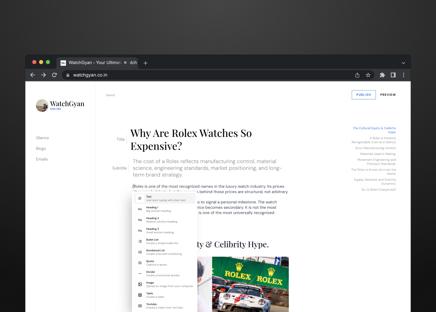 Powerfull rich text blog editor with Auto-Saving