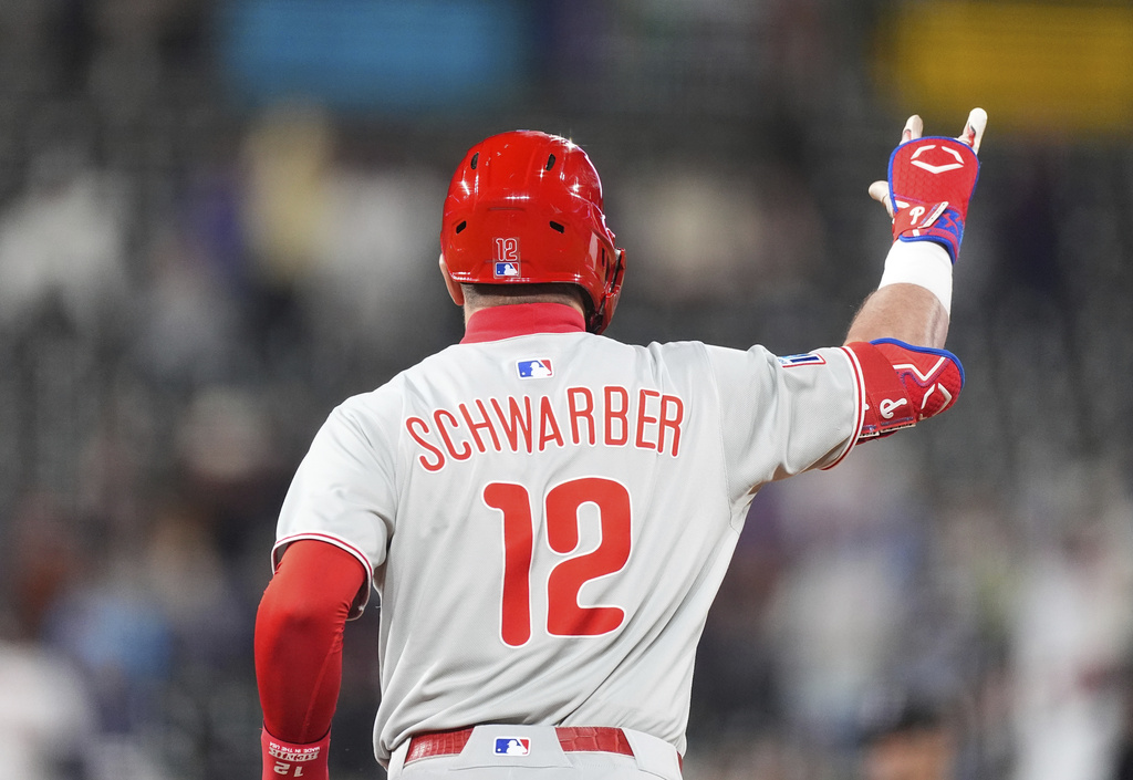 Kyle Schwarber celebrating.