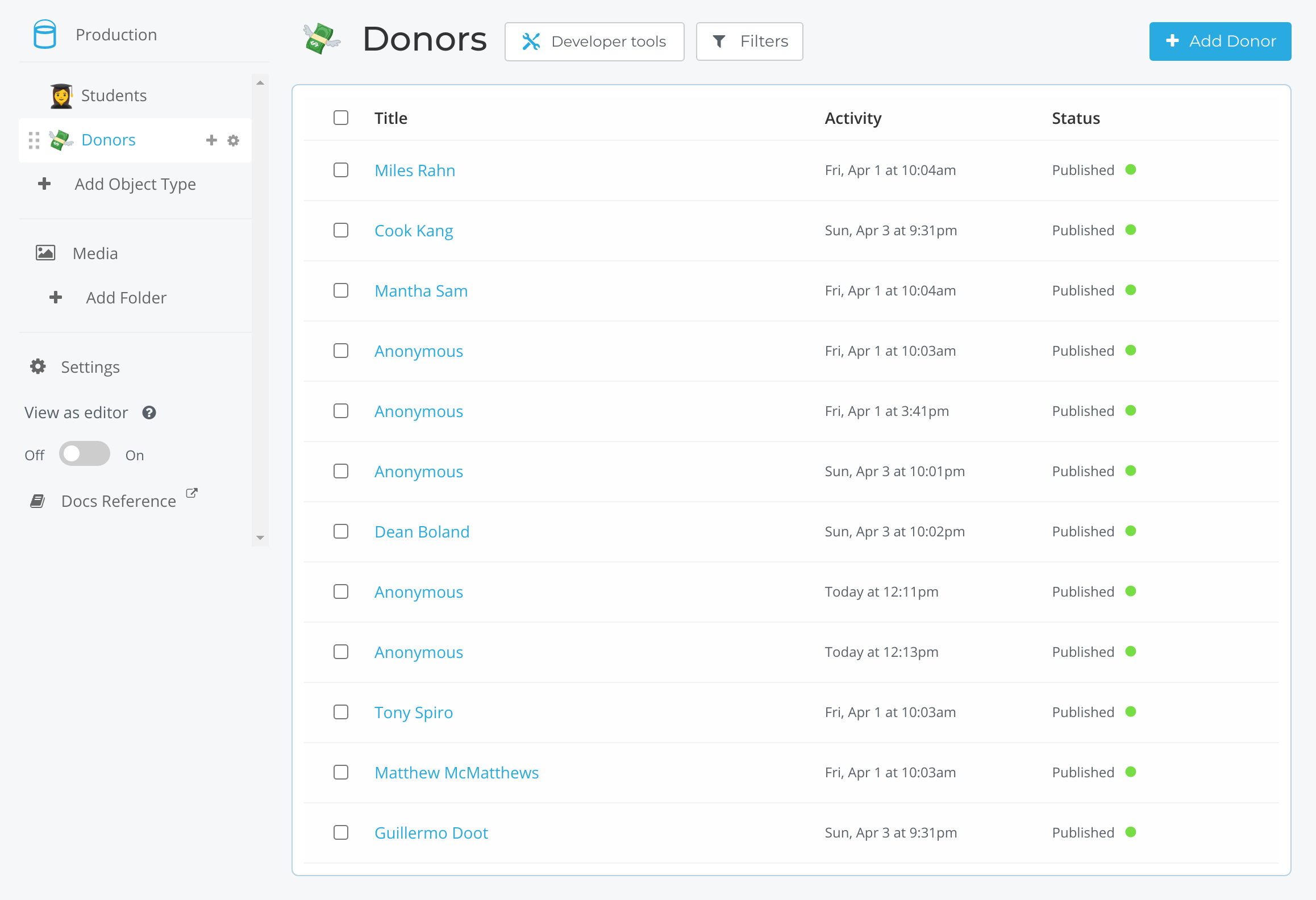 donors in Cosmic