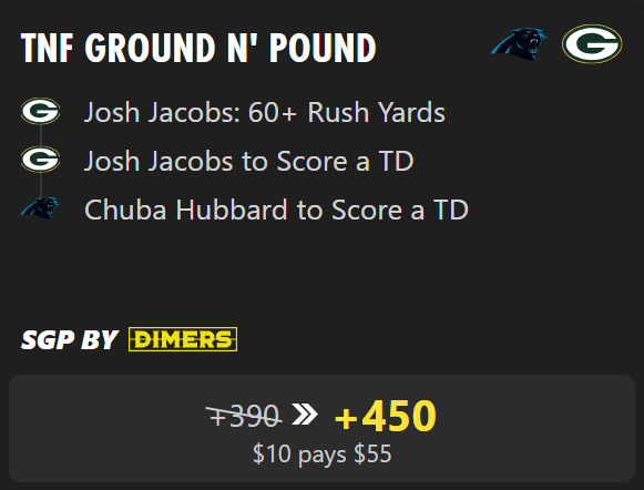 Packers vs. Panthers parlay picks: Bet these Thursday Night Football props at boosted +450 odds on bet365