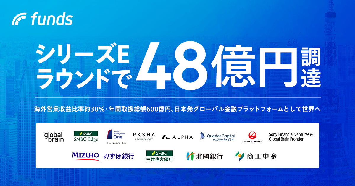 ファンズ、シリーズEラウンドを総額約48億円でファイナルクローズ〜海外営業収益比率約30%・年間取扱総額600億円、日本発グローバル金融プラットフォームとして世界へ〜