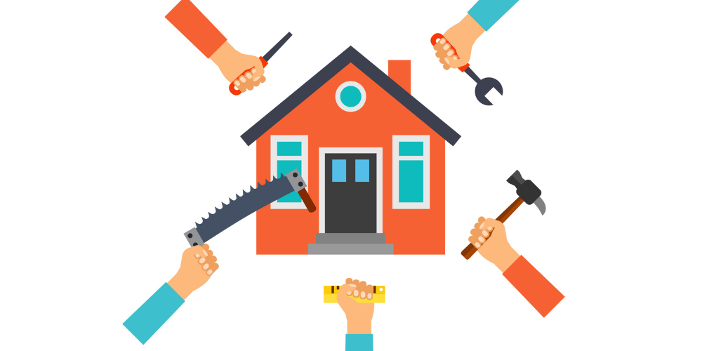 house with hands and tools
